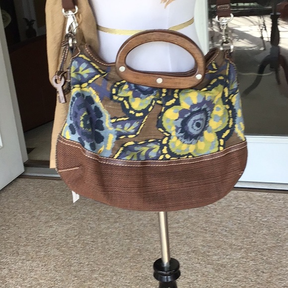 Fossil Handbags - Awesome Fossil canvas leather trim crossbody